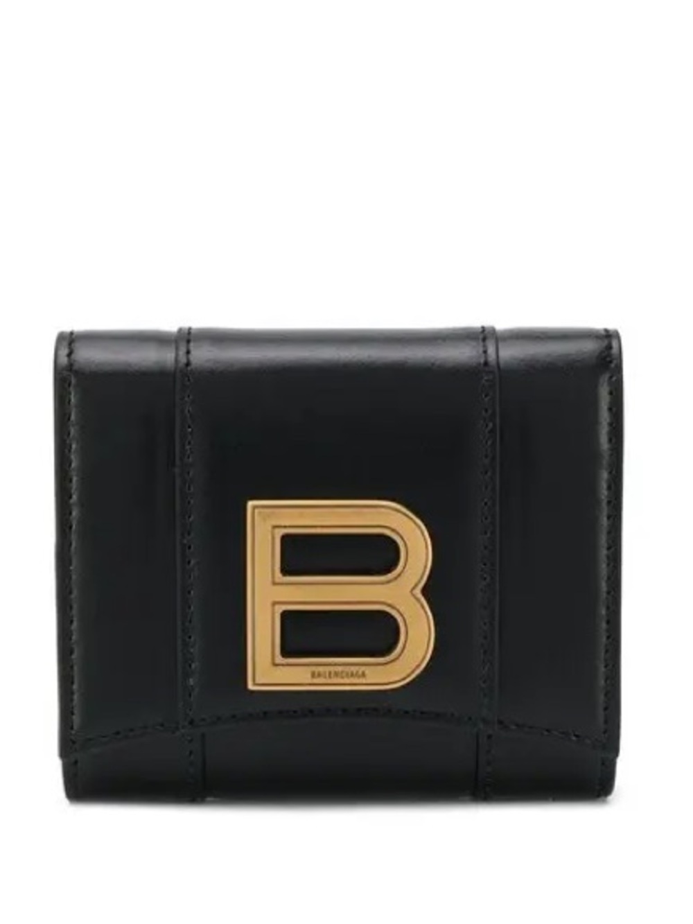 BALENCIAGA Hourglass Mini Wallet in Black Shiny Box Calfskin Leather w/ COA - Picture 16 of 16
